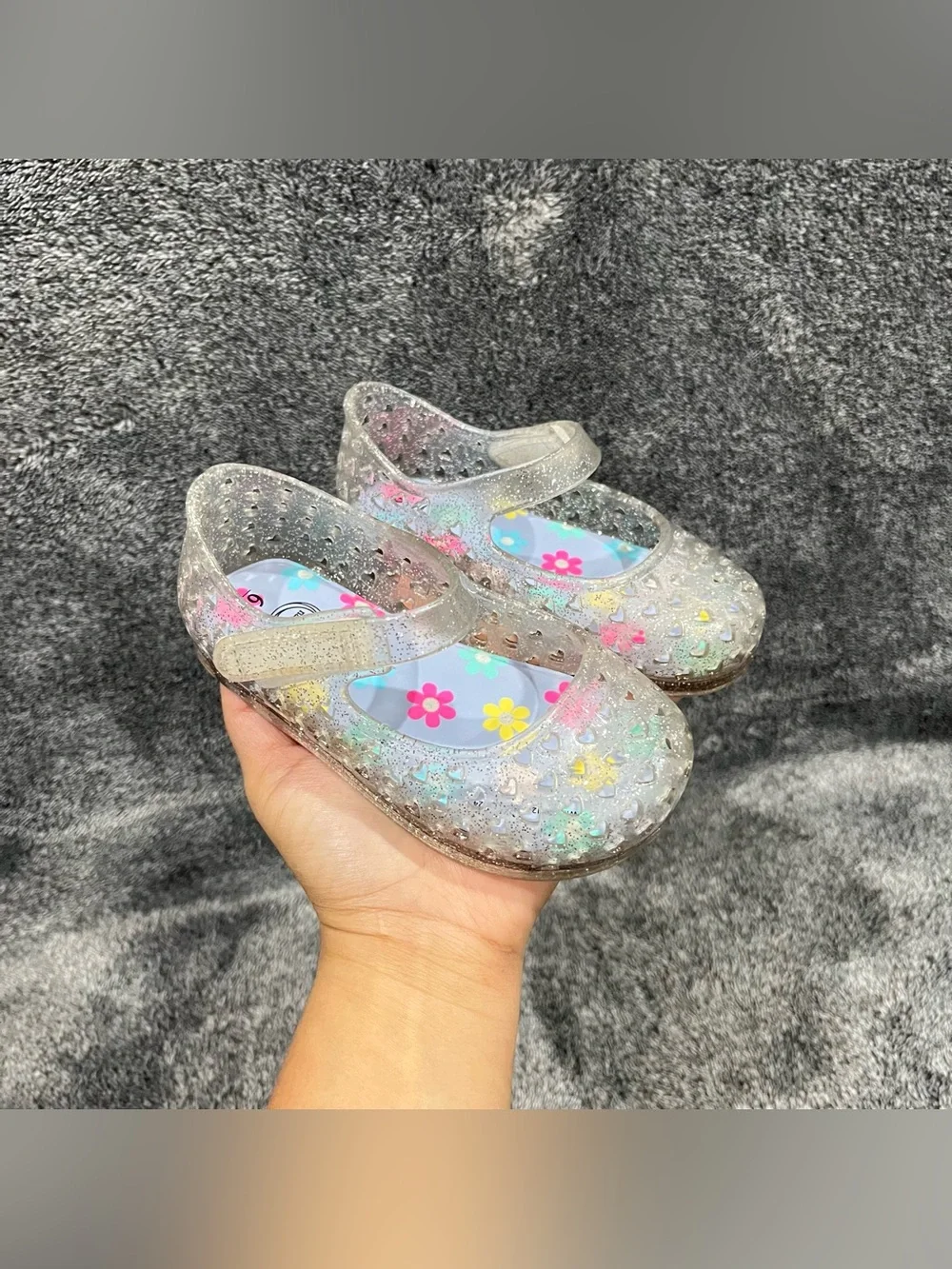 Wonder Nation jelly shoes clear glitter-infused for toddler girls size 6